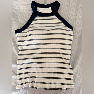 Uniqlo Navy and White Striped Tank Top